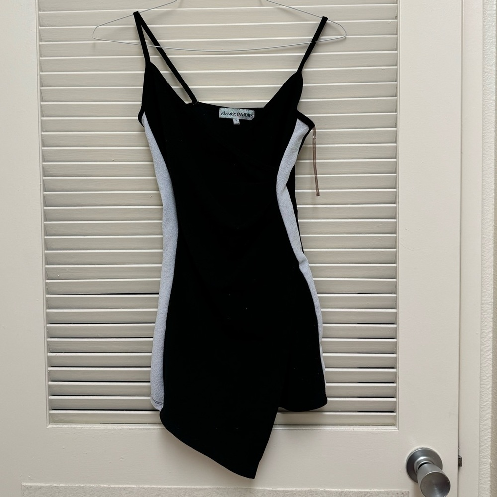 Almost Famous Black and White Asymmetrical Dress
